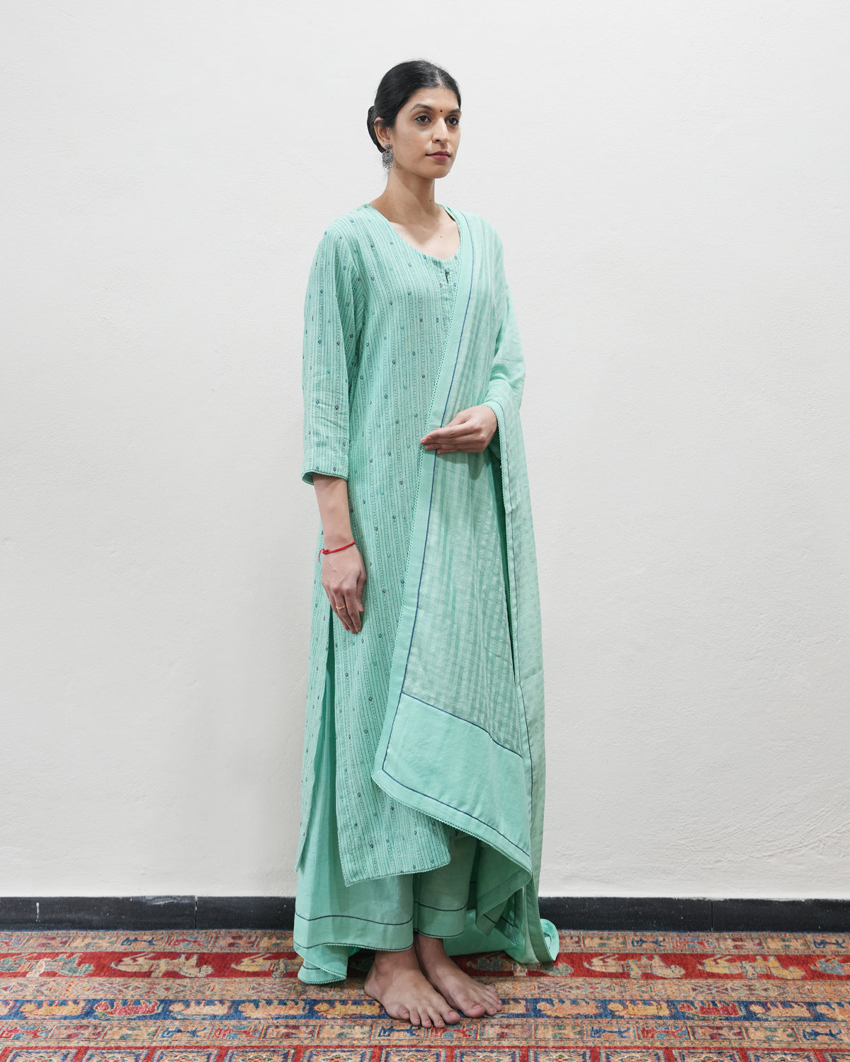Green Handwoven Khadi Kurta Set