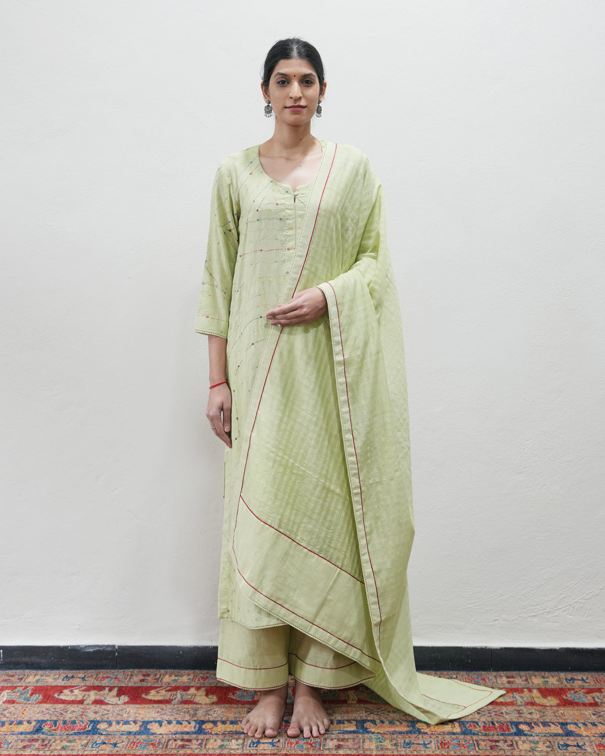 Green Handwoven Khadi Kurta Set