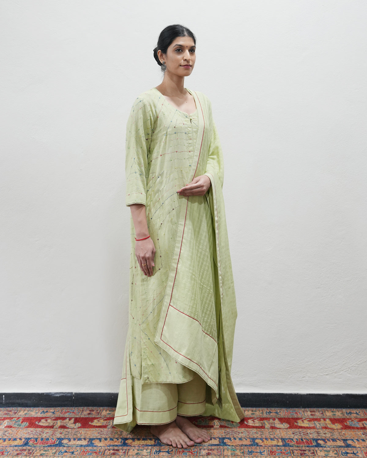 Green Handwoven Khadi Kurta Set