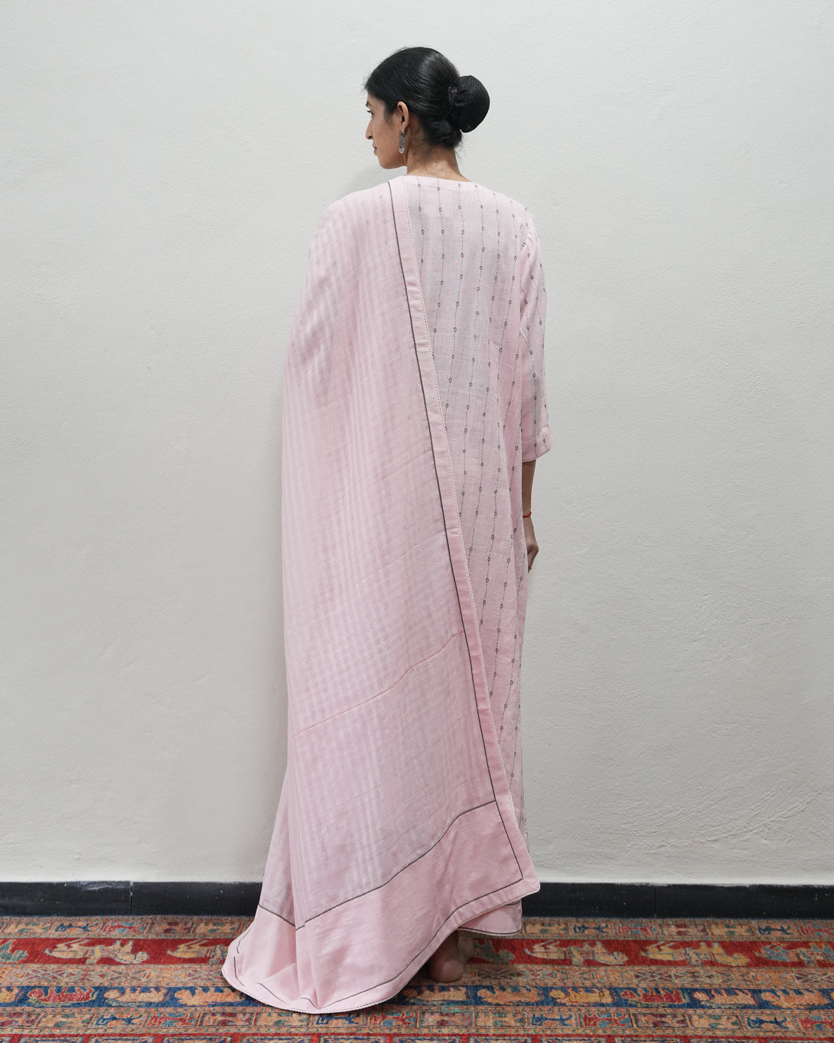 Pink Handwoven Khadi Kurta Set