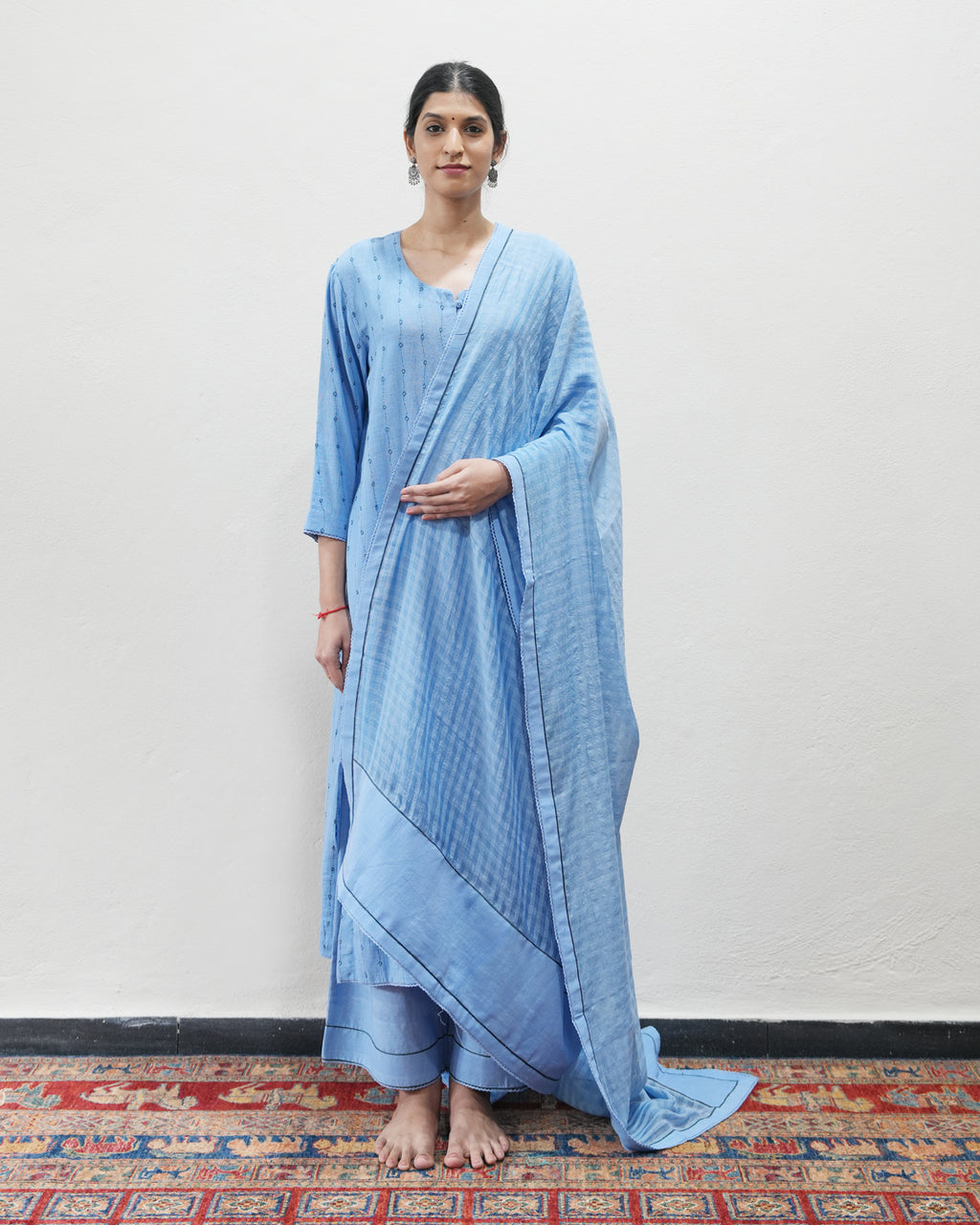 Blue Handwoven Khadi Kurta Set