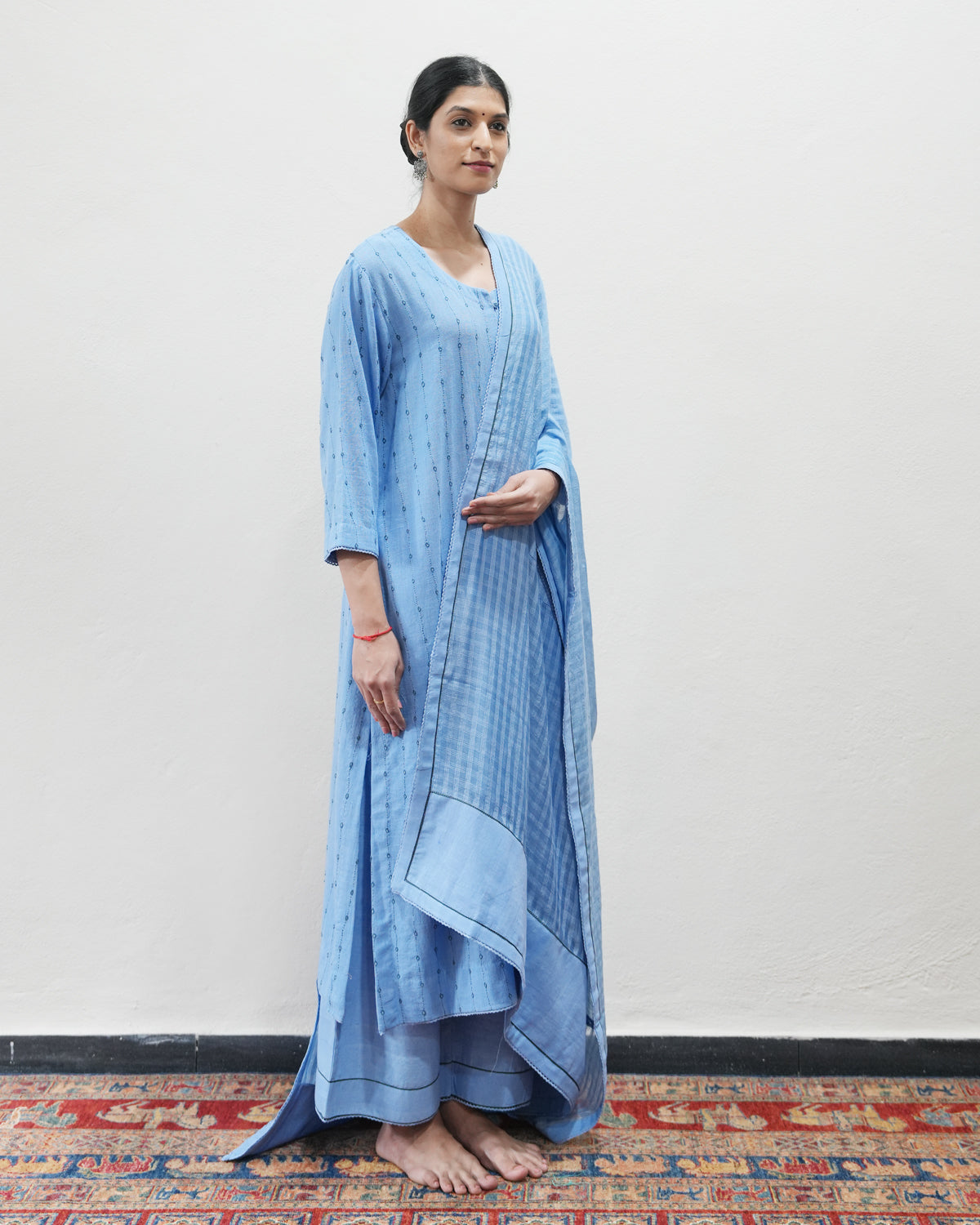 Blue Handwoven Khadi Kurta Set