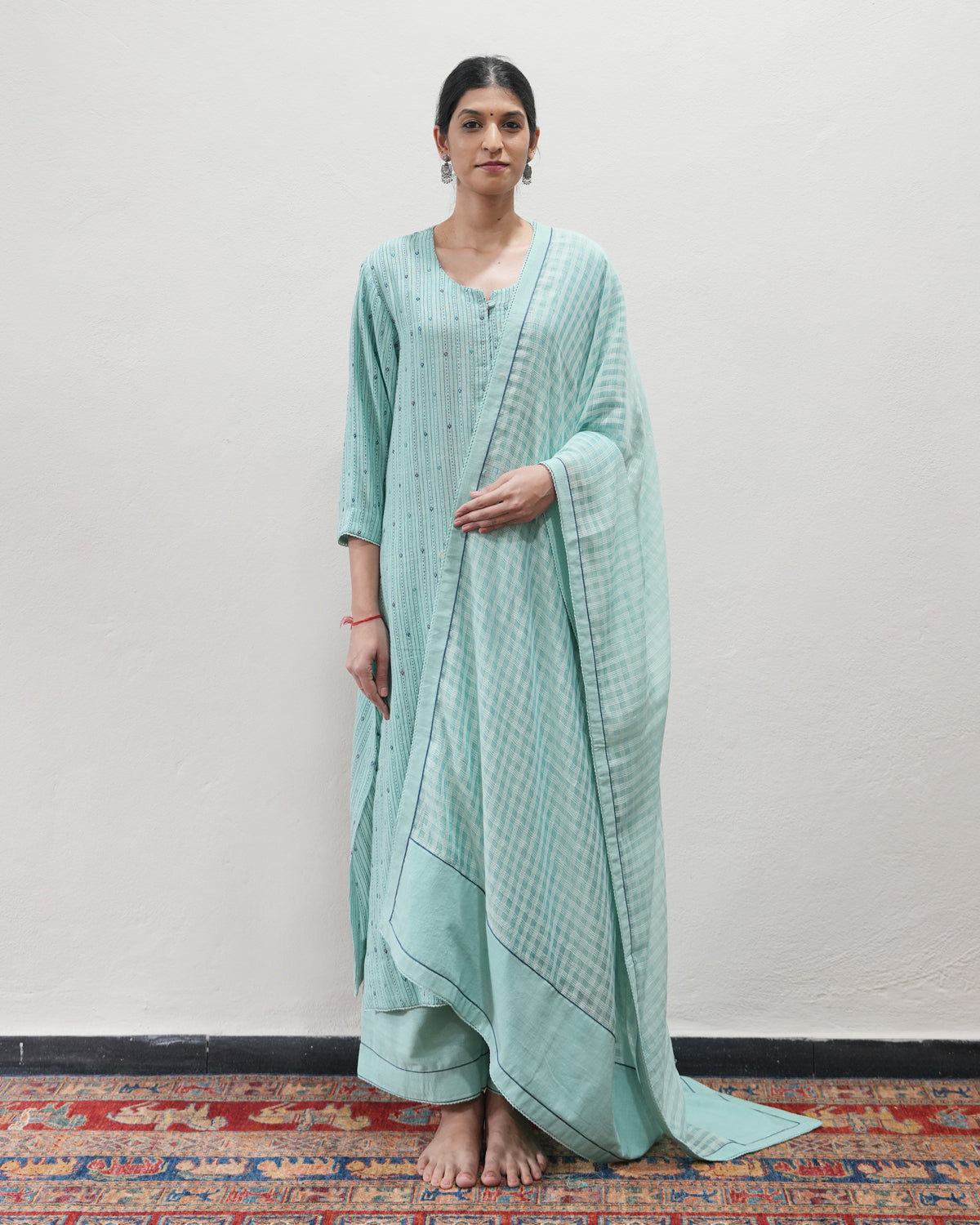 Green Handwoven Khadi Kurta Set