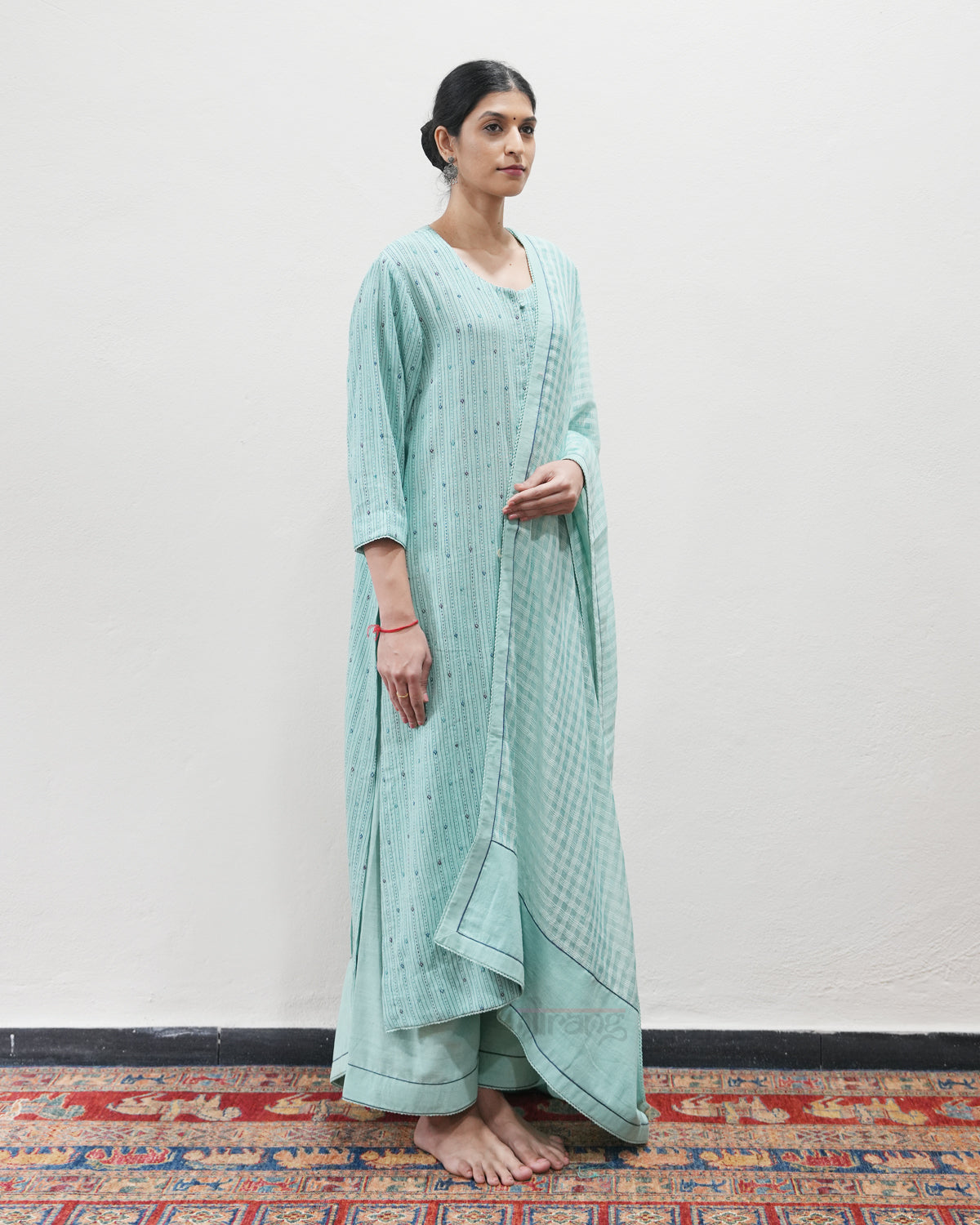 Green Handwoven Khadi Kurta Set