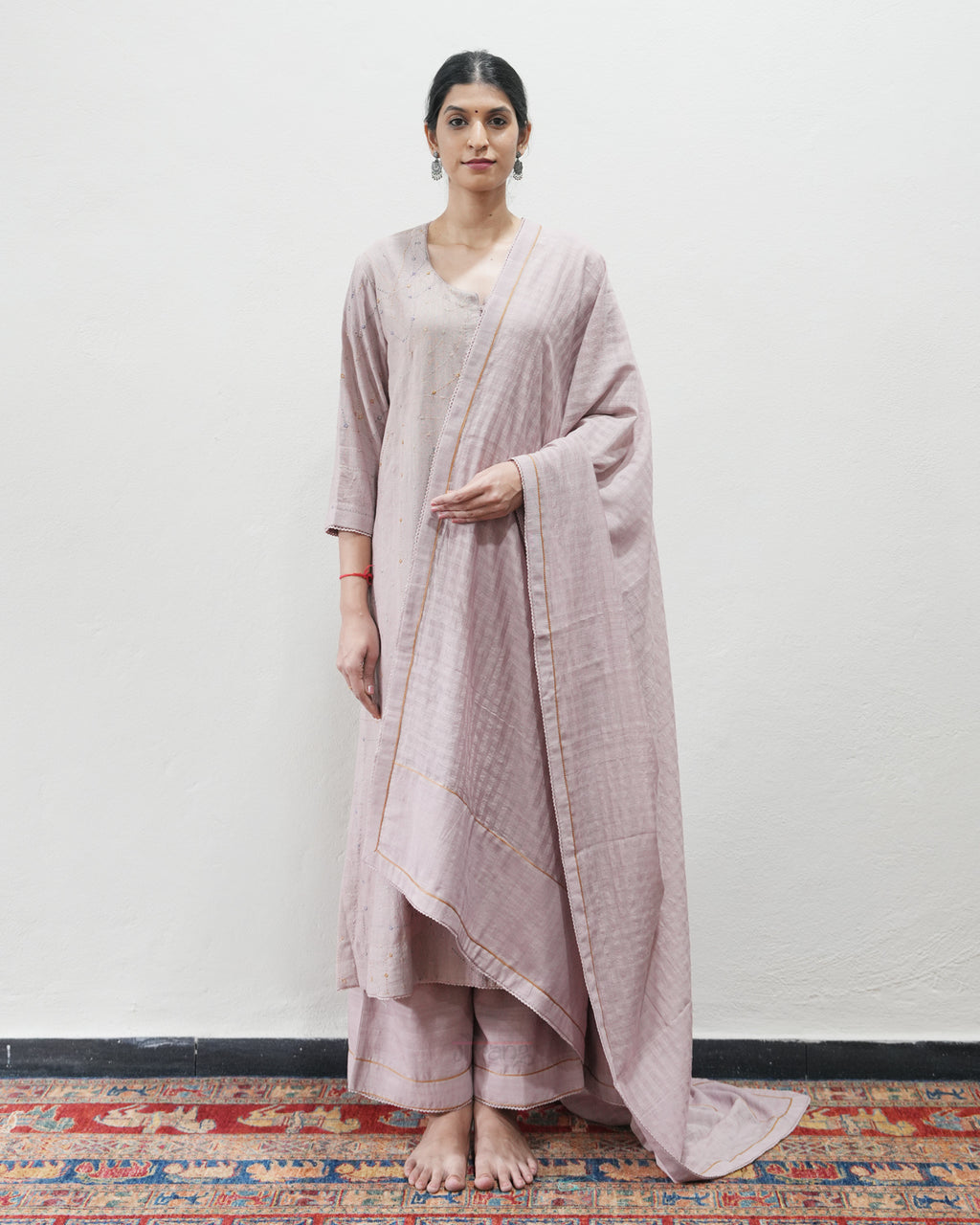 Mauve Handwoven Khadi Kurta Set