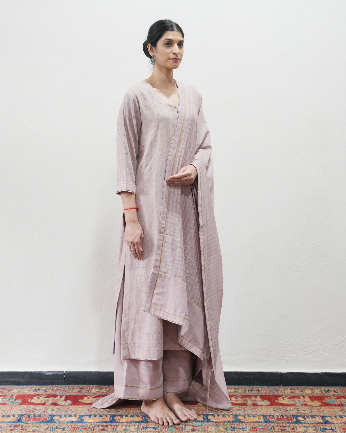 Mauve Handwoven Khadi Kurta Set