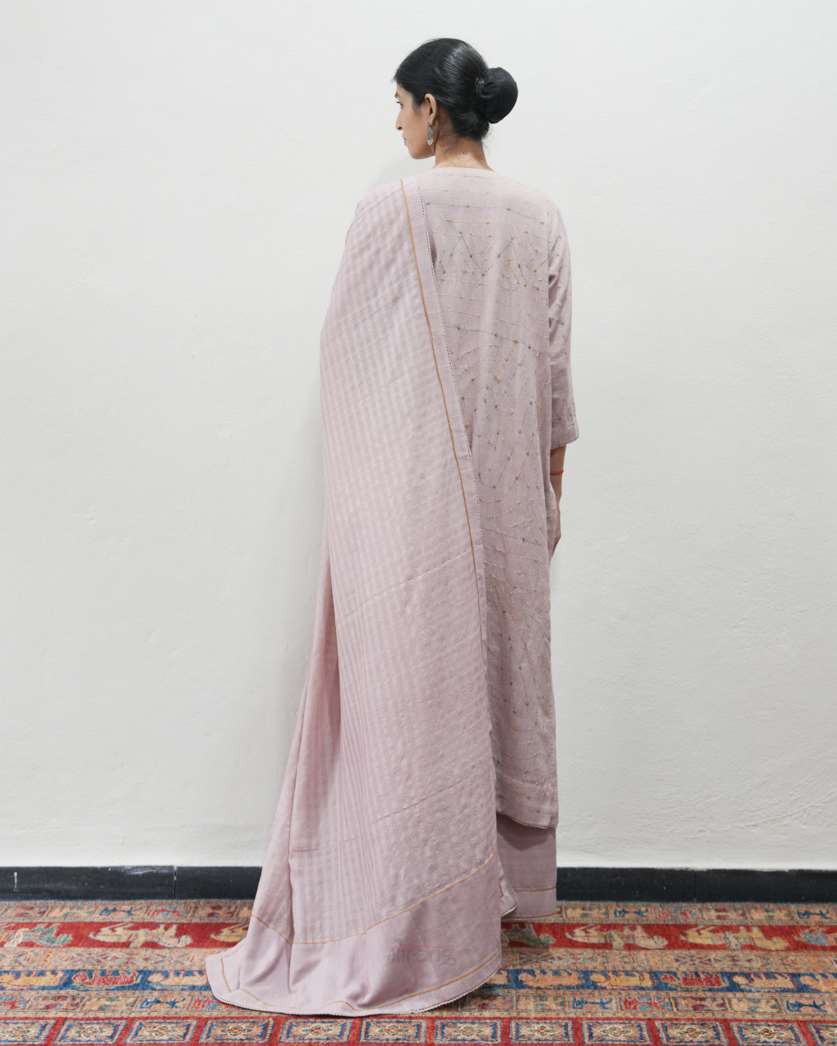 Mauve Handwoven Khadi Kurta Set