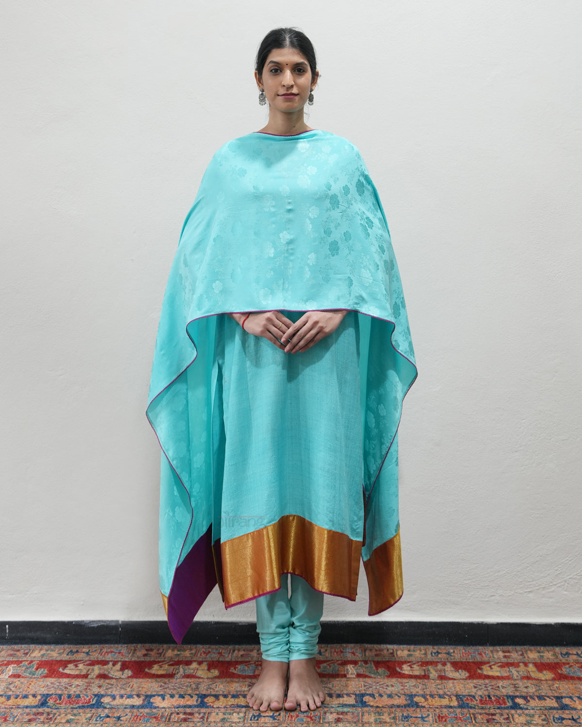 Blue Handwoven Matka Silk Kurta