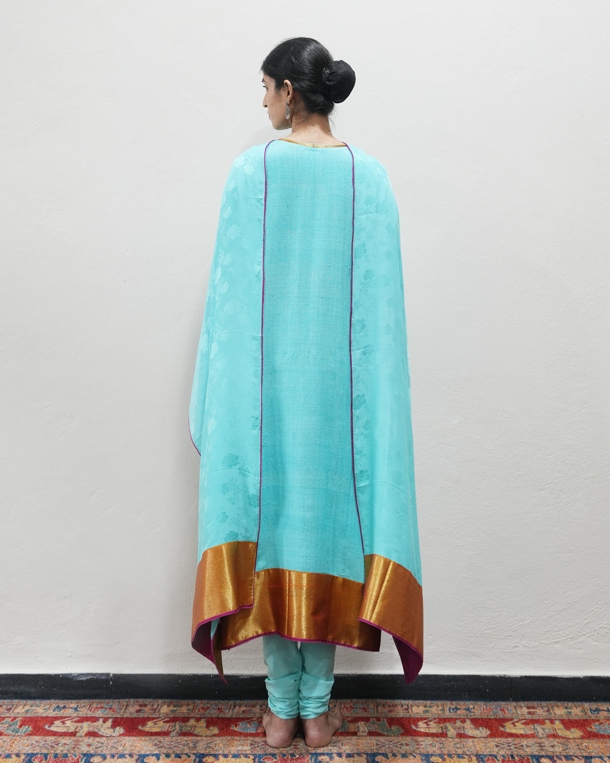 Blue Handwoven Matka Silk Kurta