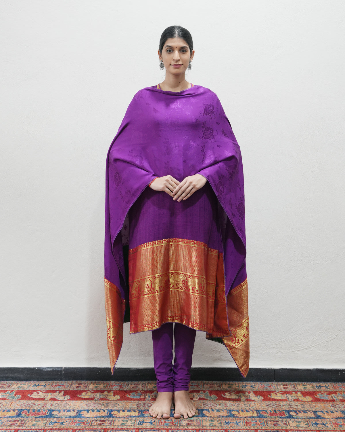 Purple Handwoven Matka Silk Kurta