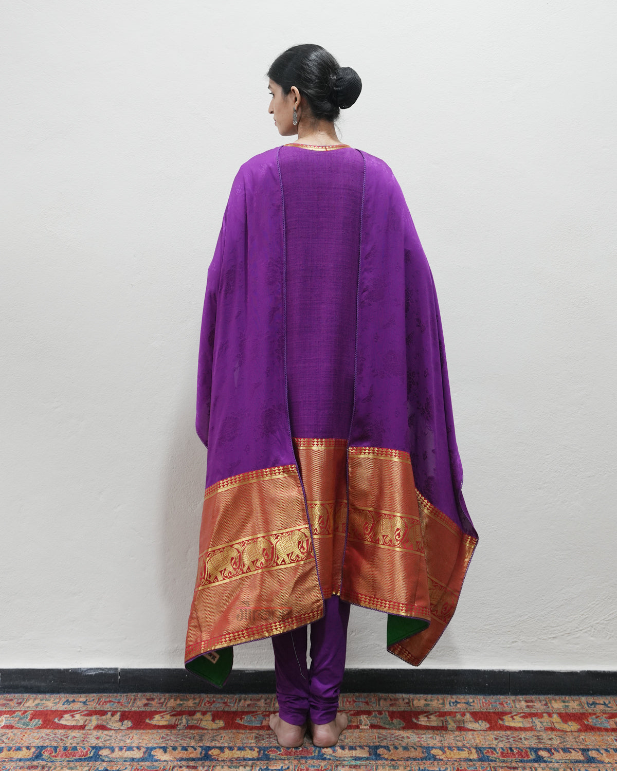 Purple Handwoven Matka Silk Kurta