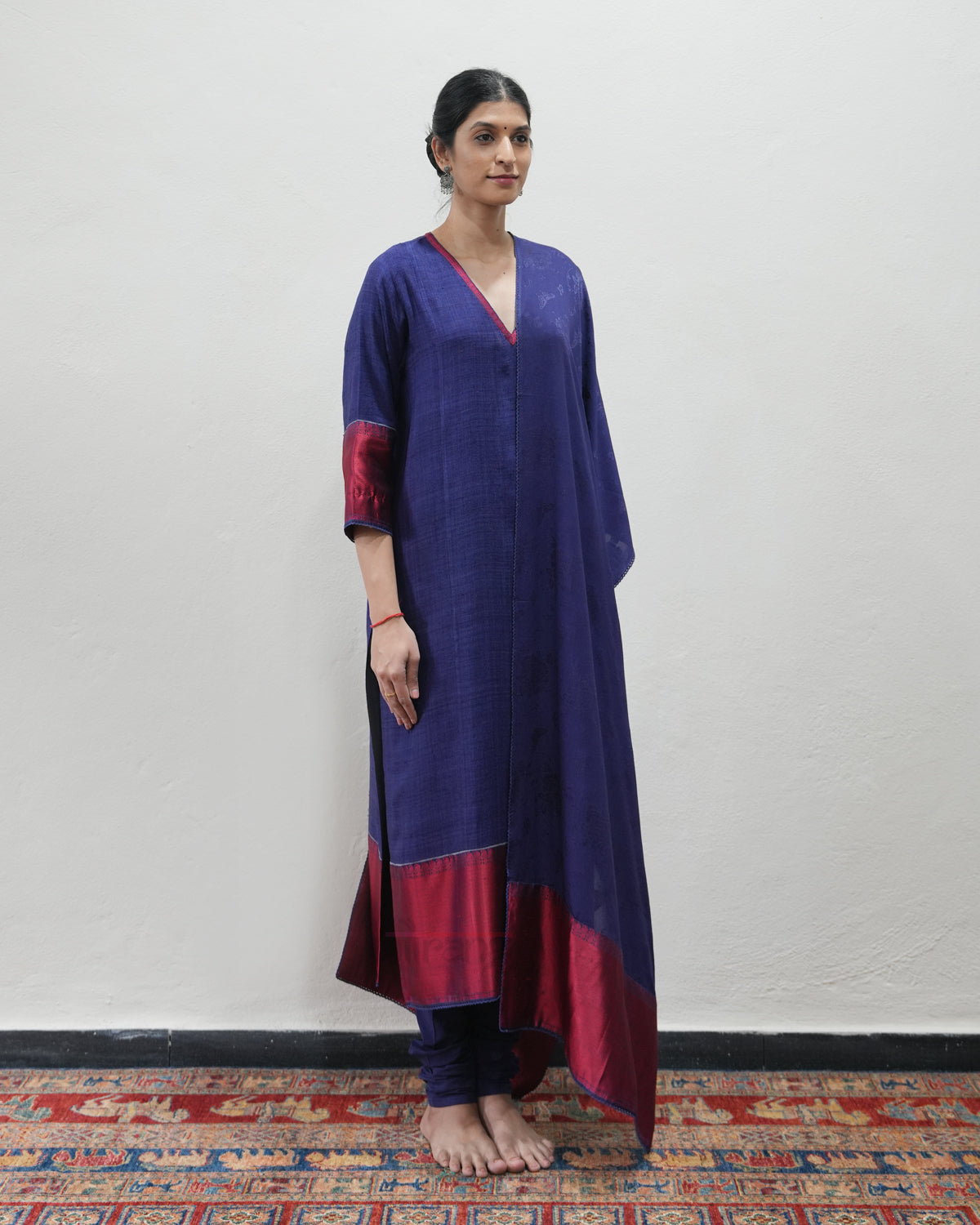Blue Handwoven Matka Silk Kurta