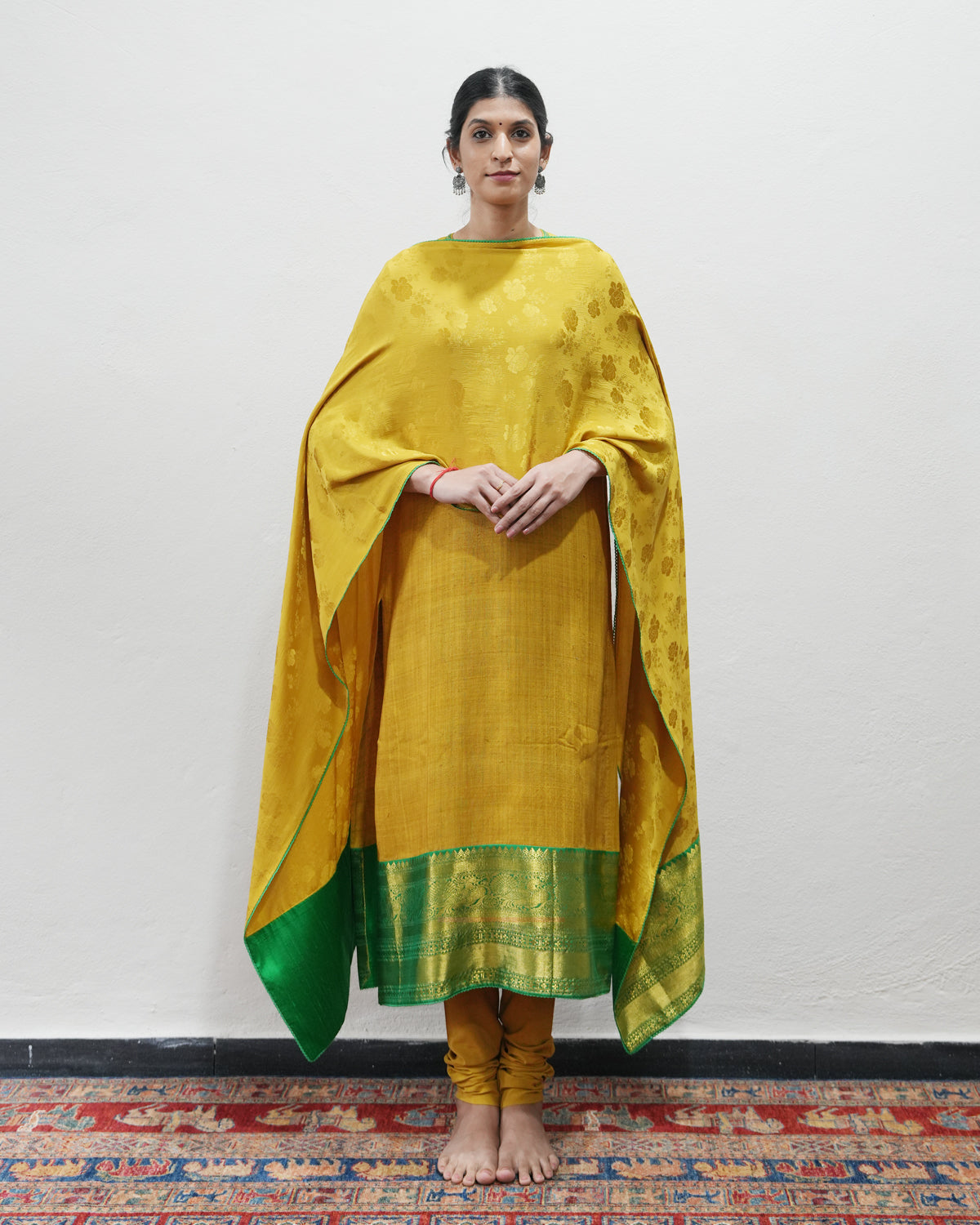 Yellow Handwoven Matka Silk Kurta