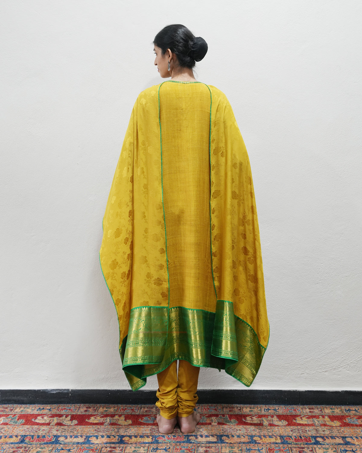 Yellow Handwoven Matka Silk Kurta