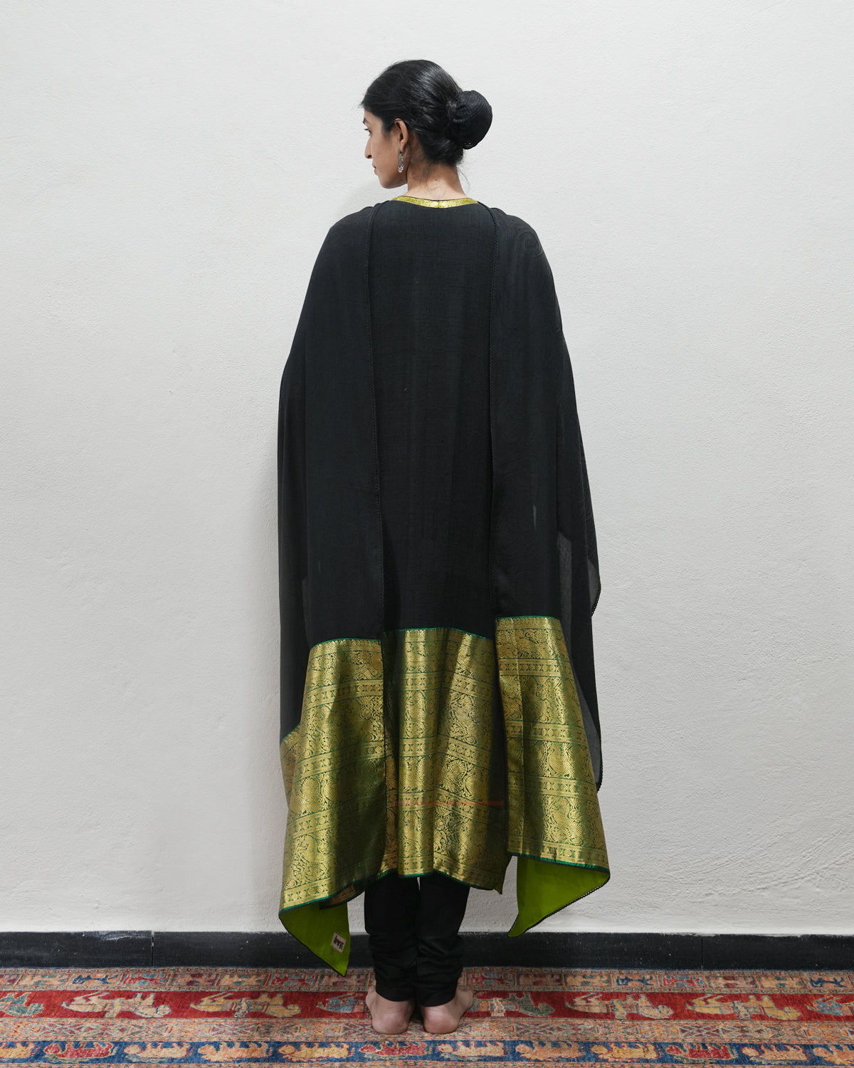 Black Handwoven Matka Silk Kurta