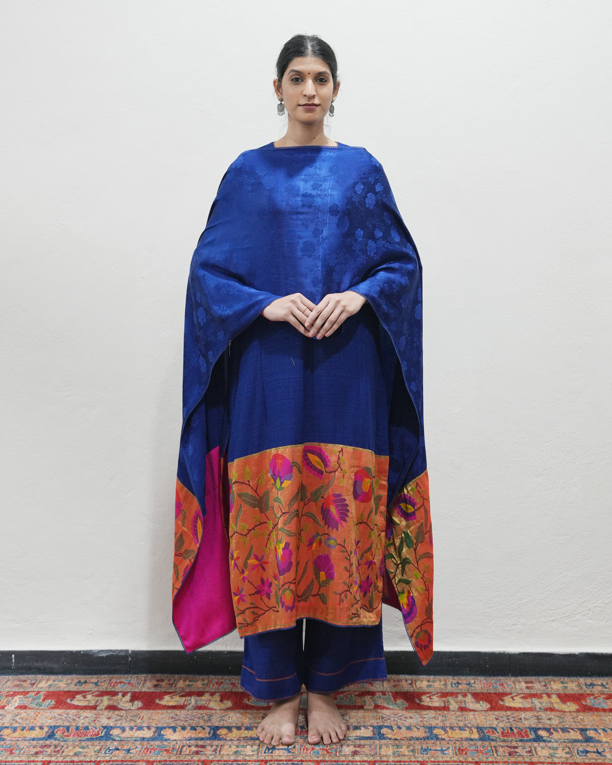 Blue Handwoven Matka Silk Kurta