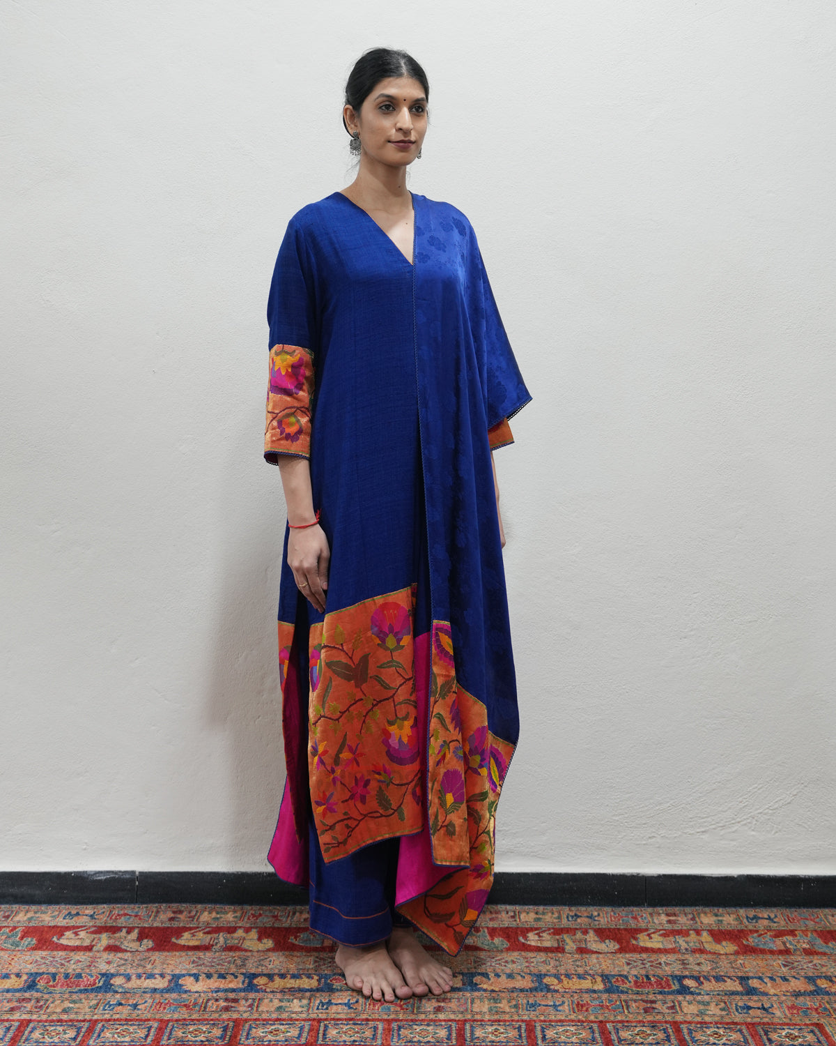 Blue Handwoven Matka Silk Kurta