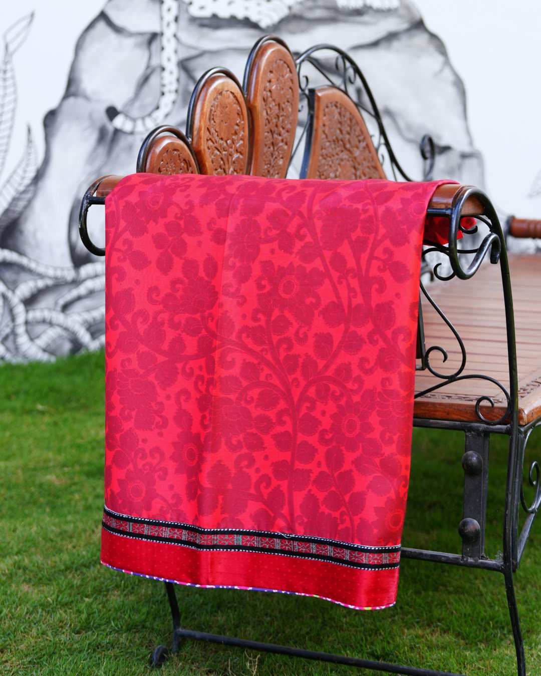 Pink Handwoven Cotton Embroidered Lehenga