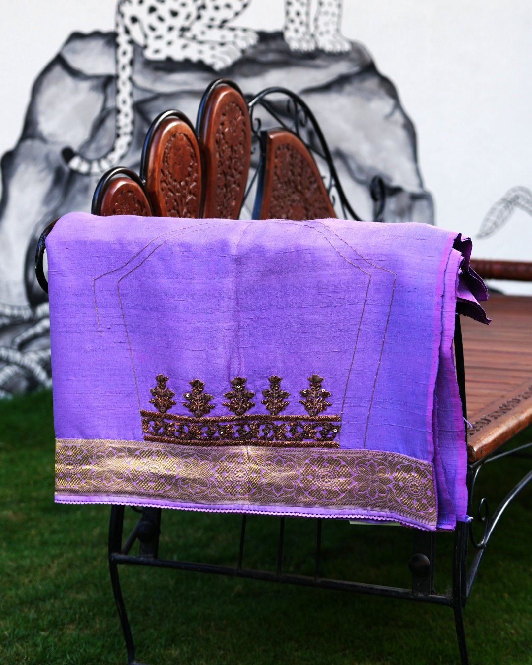 Purple Handwoven Banaras Georgette Lehenga
