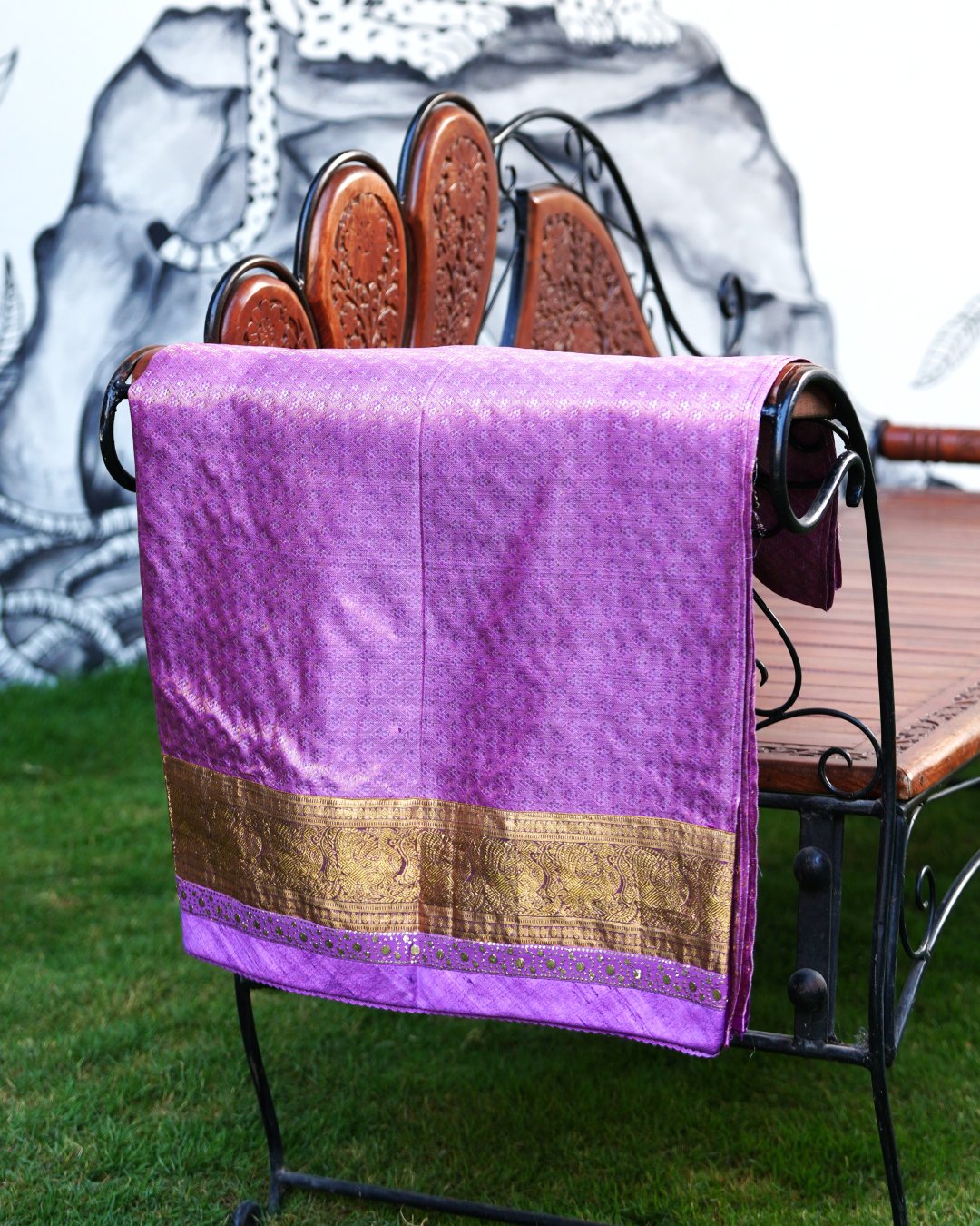 Purple Handwoven Kota Tussar Lehenga