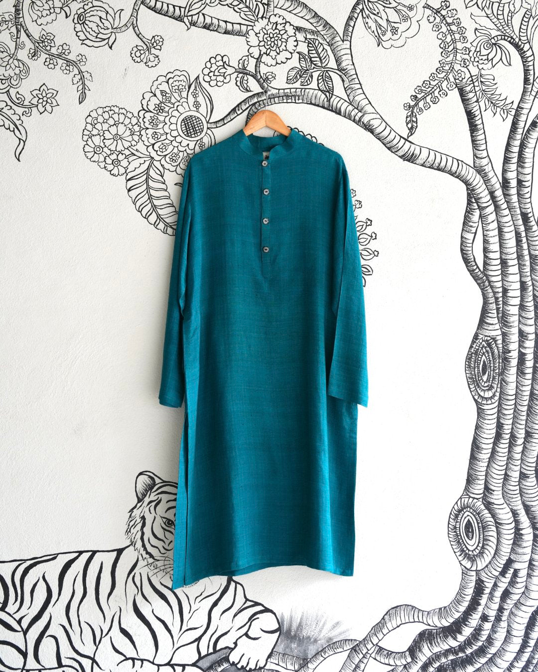 Green Handwoven Matka Silk Kurta