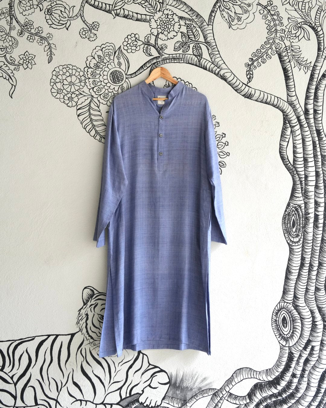 Blue Handwoven Matka Silk Kurta