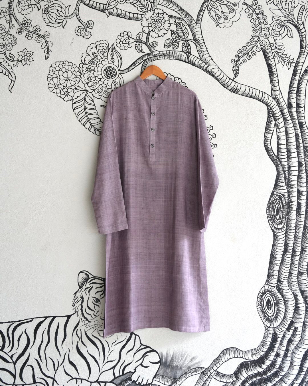 Mauve Handwoven Matka Silk Kurta