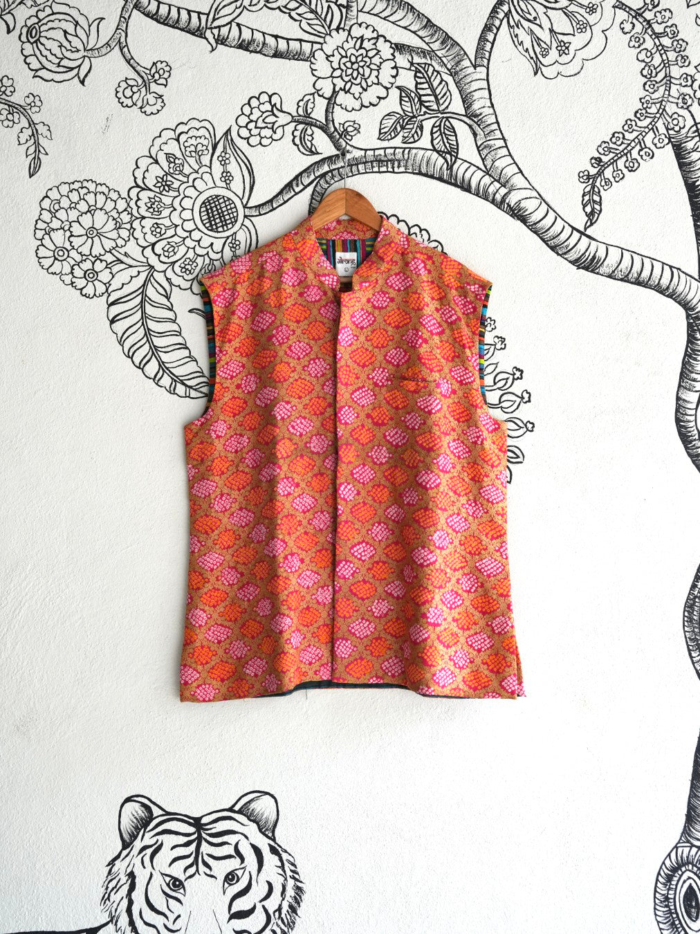 Pink Handwoven Banarasi Georgette Bandhani Bandi