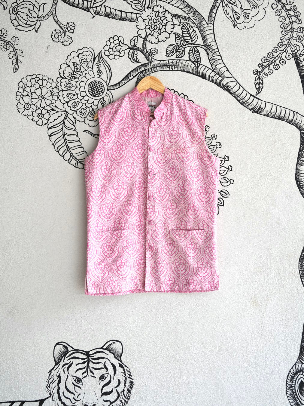 Pink Handwoven Chanderi Silk Bandi
