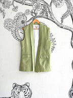 Green Handwoven Silk Self Weave Bandi