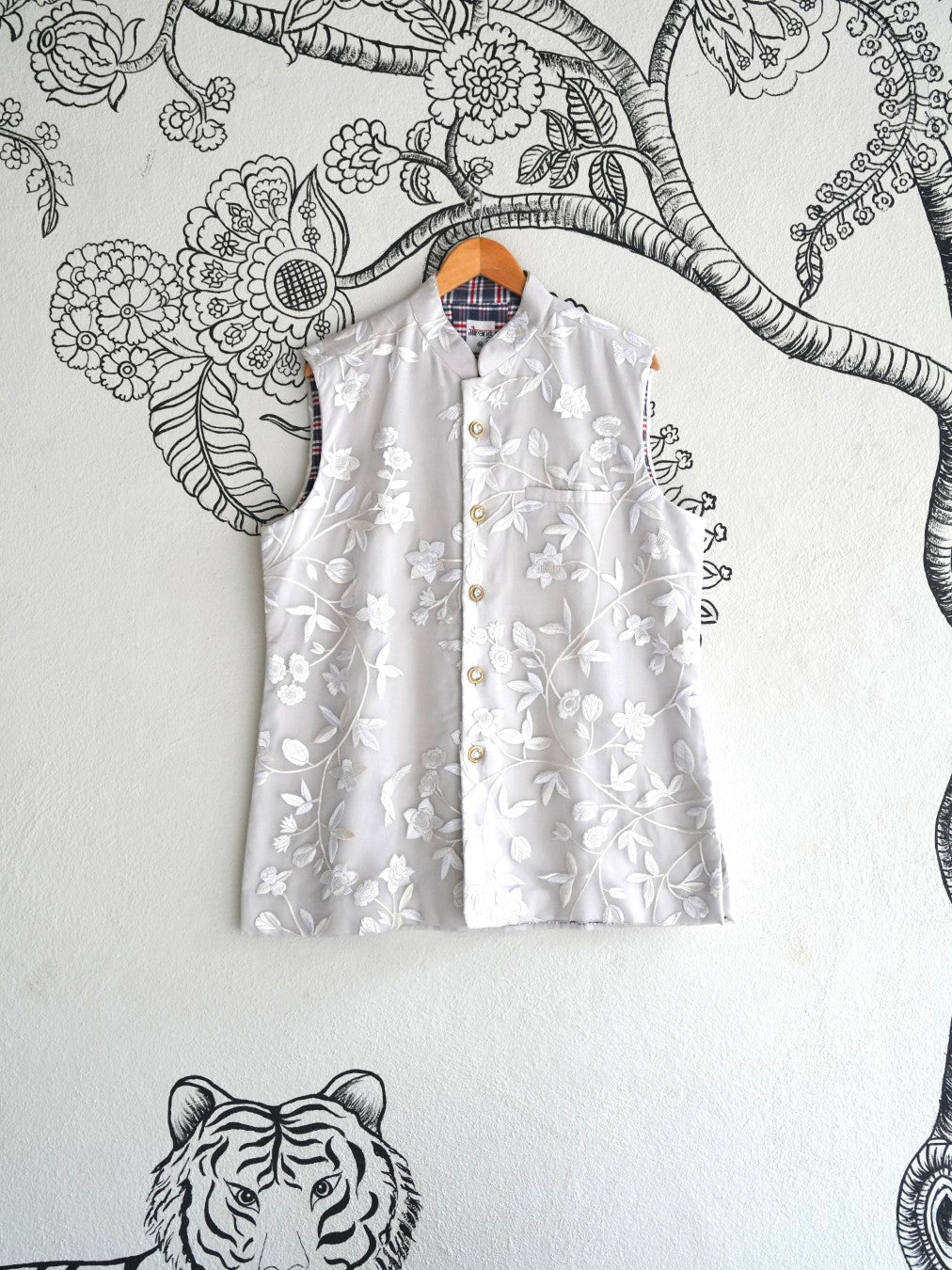 White Handwoven Silk Organza Bandi