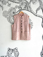 Peach Handwoven Silk Basket Weave Bandi