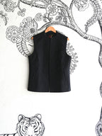 Black Handwoven Silk Quilted Weave Bandi