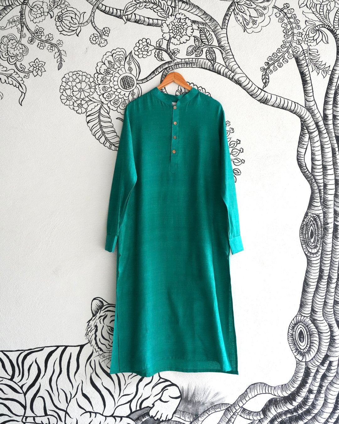 Green Handwoven Matka Silk Kurta