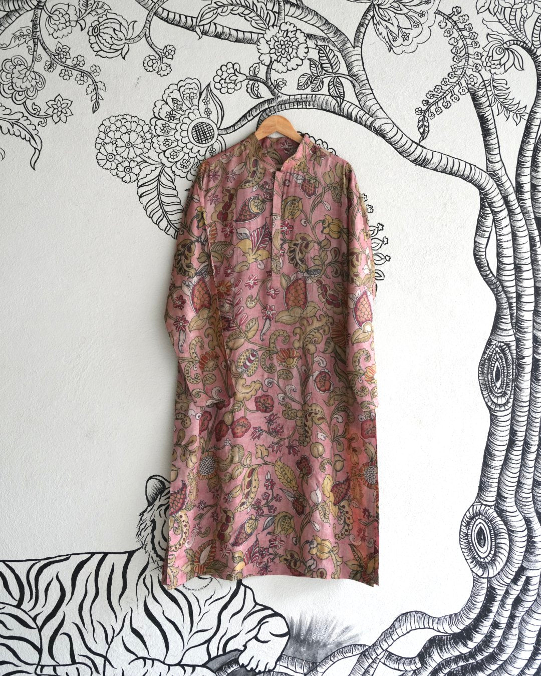 Pink Handpainted Kalamkari Kurta