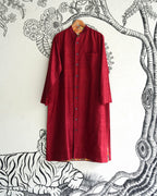 Red Handwoven Raw Silk Sherwani