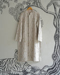 White  Handwoven Linen Embroidered Sherwani