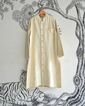 White Handwoven Raw Silk Sherwani