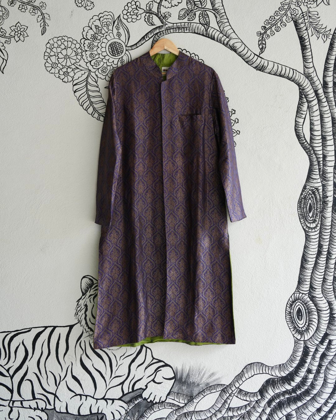 Blue Handwoven Banaras Silk Sherwani