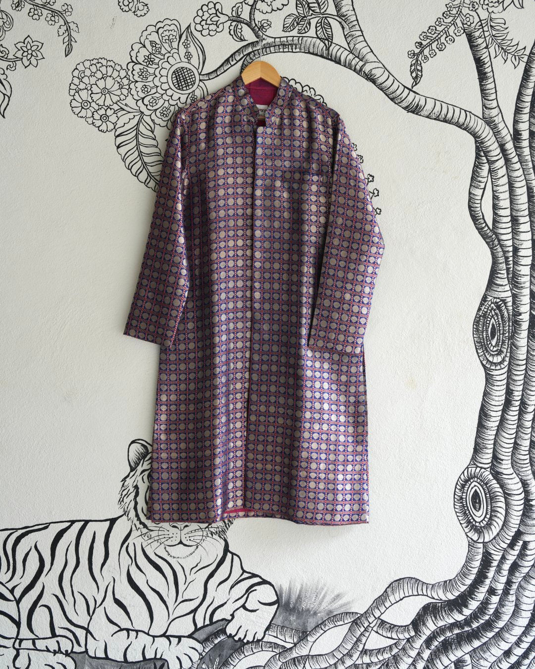 Blue Handwoven Banaras Silk Sherwani