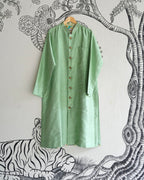 Green Handwoven Raw Silk Sherwani