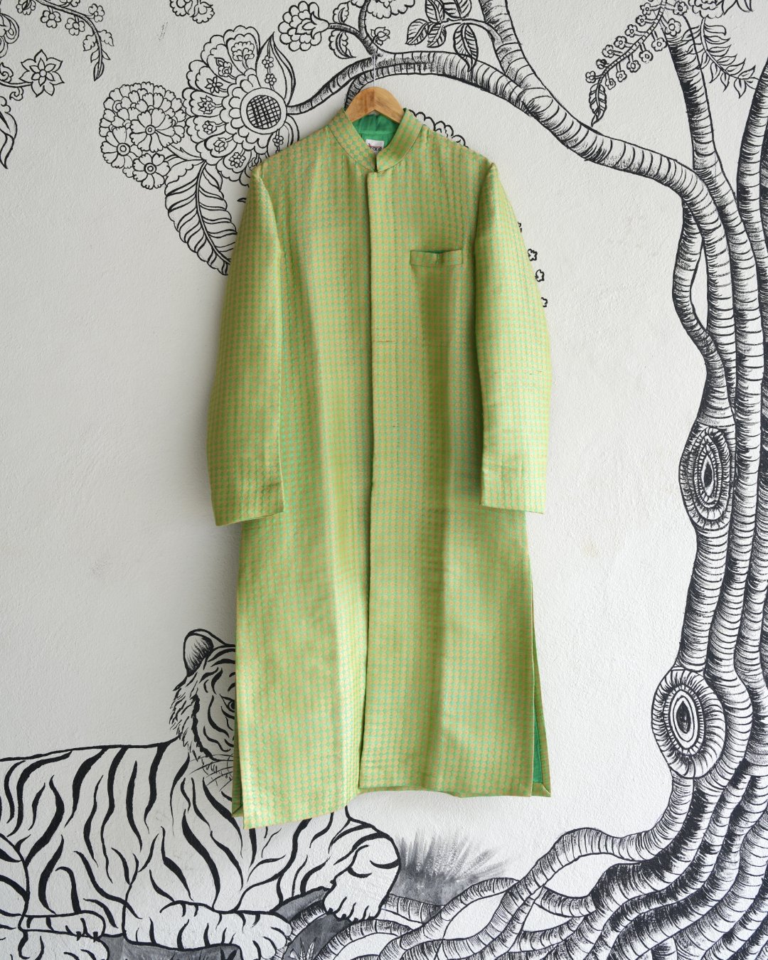 Green Handwoven Banaras Silk Sherwani