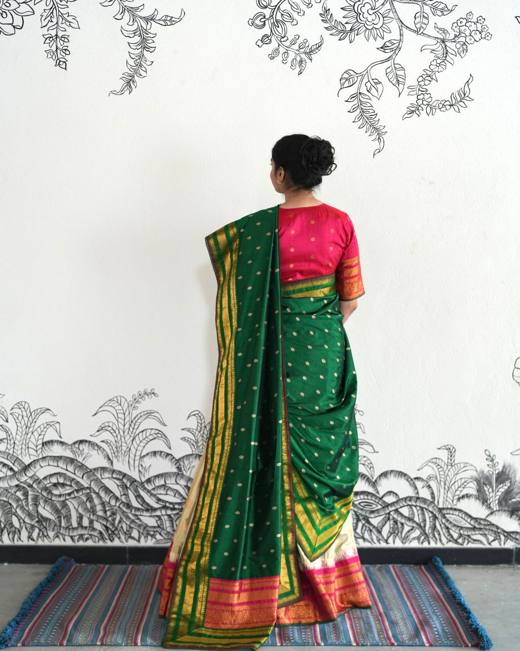 Beige Handwoven Gadwal Silk Lehenga