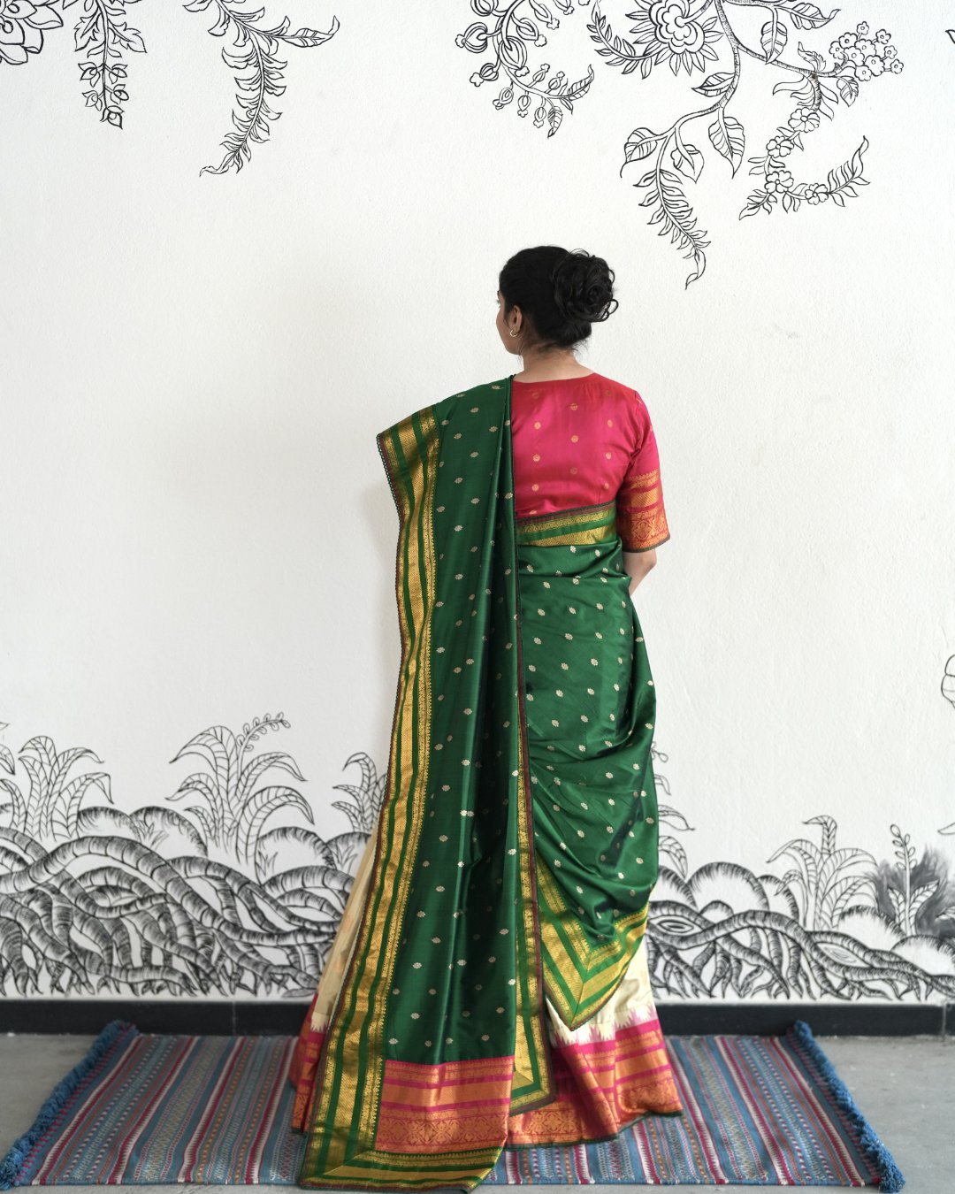 Beige Handwoven Gadwal Silk Lehenga