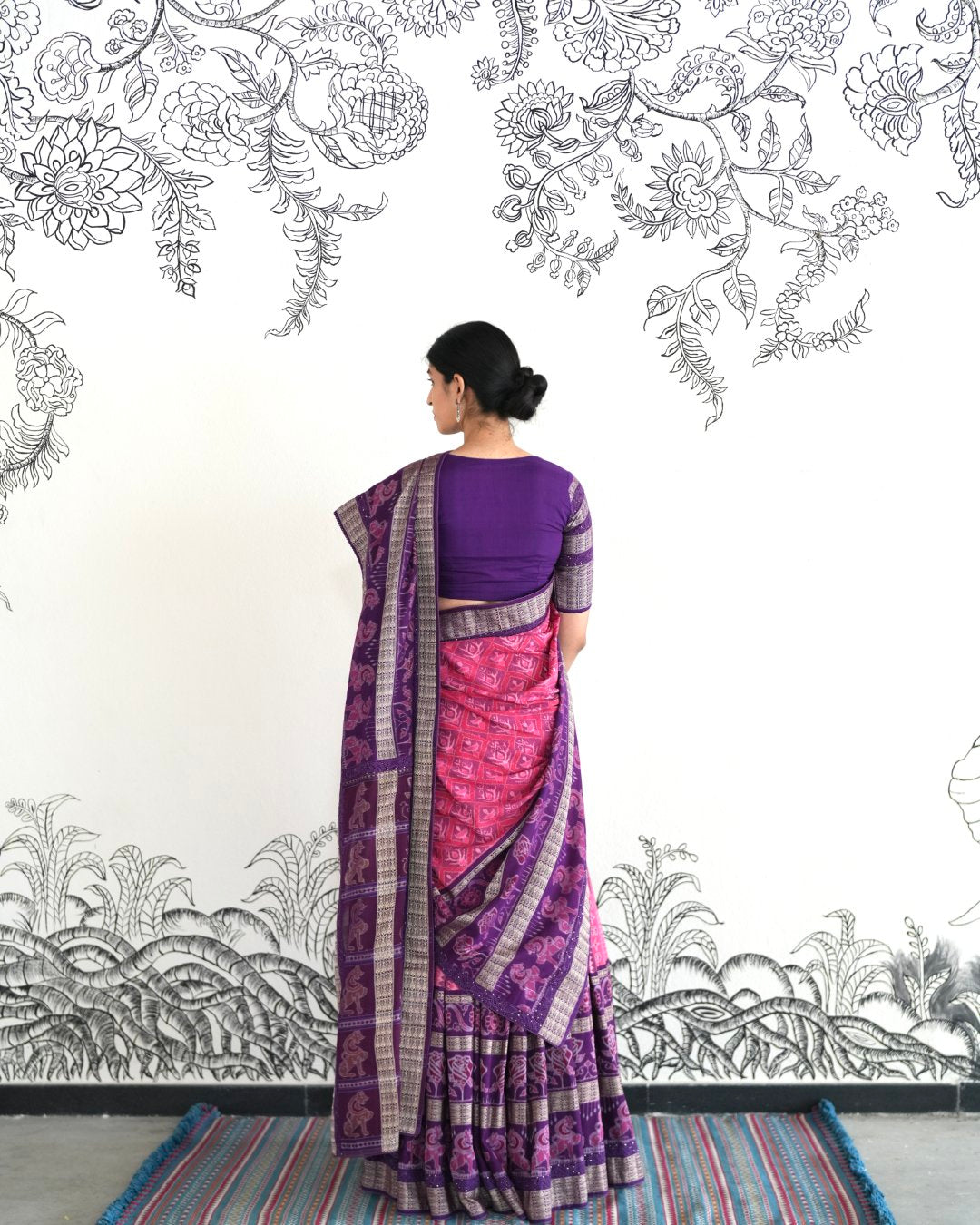 Pink Handwoven Odisha Double Ikat Cotton Lehenga