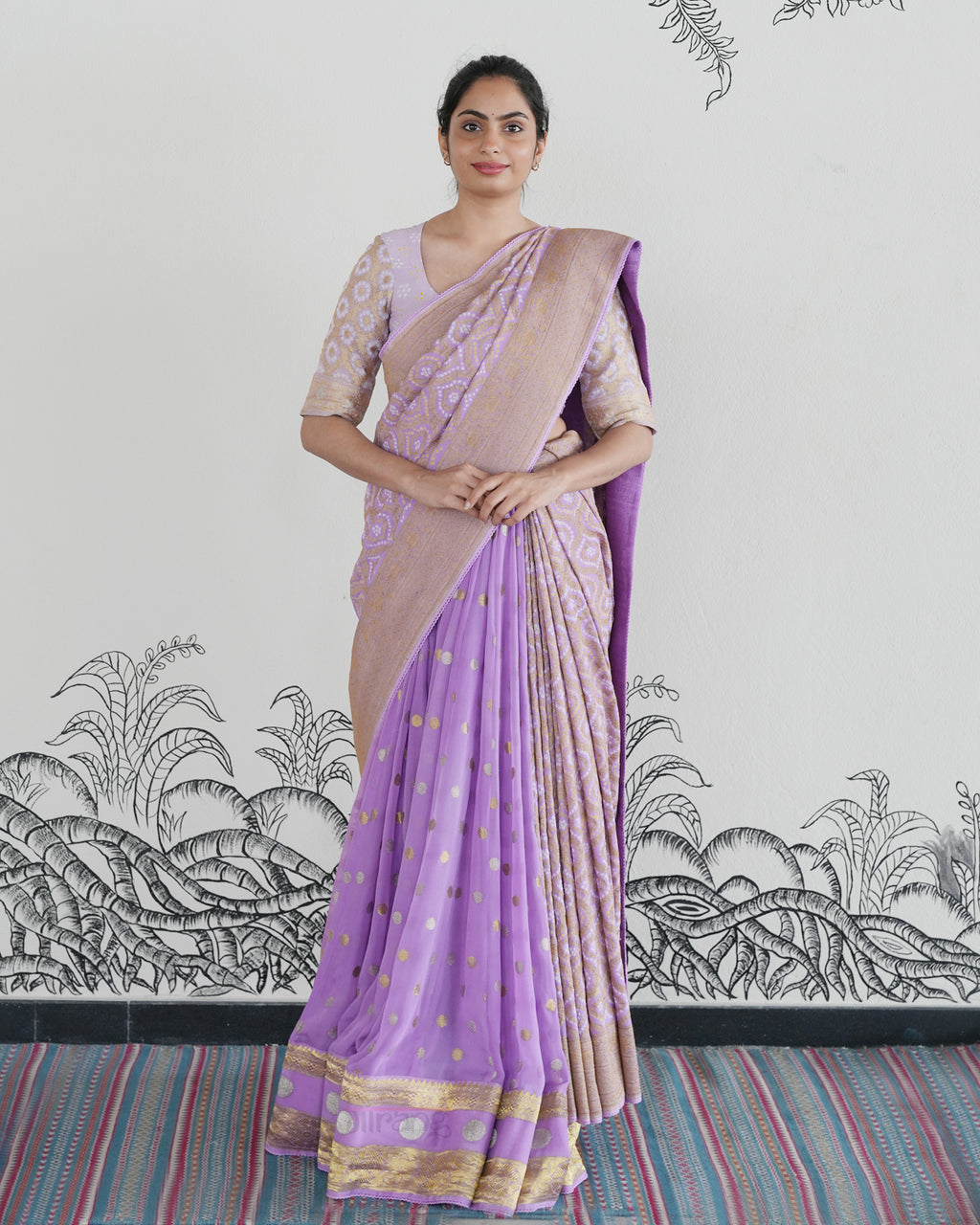 Purple Handwoven Banaras Georgette Lehenga