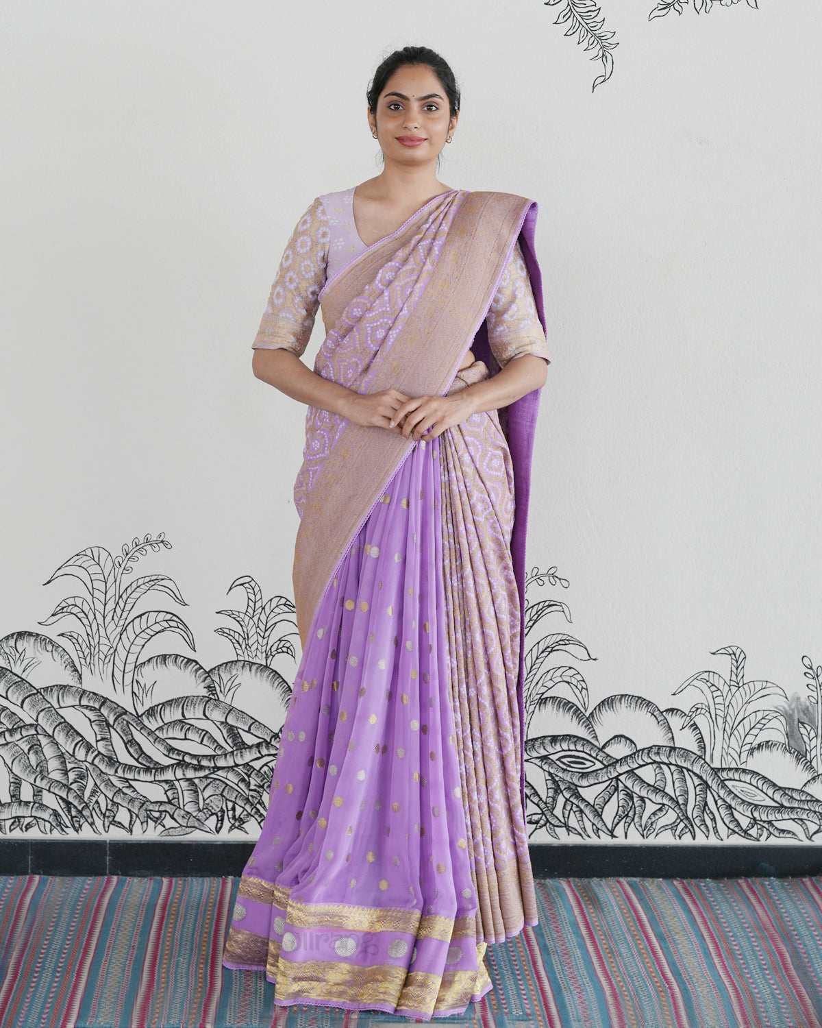 Purple Handwoven Banaras Georgette Lehenga
