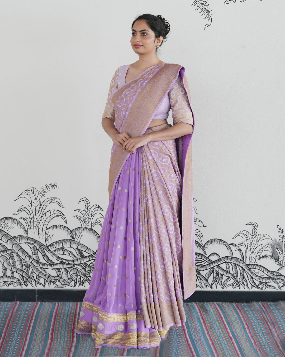 Purple Handwoven Banaras Georgette Lehenga