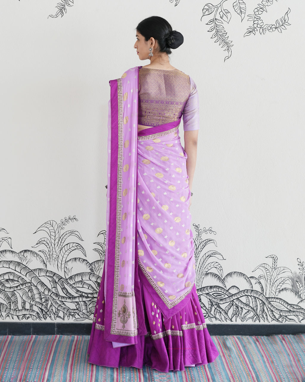 Purple Handwoven Banarasi Silk Georgette Lehenga
