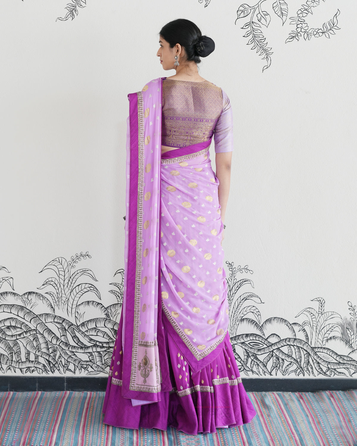 Purple Handwoven Banarasi Silk Georgette Lehenga